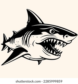 Shark-Vektorgrafik für Logo oder Symbol, Zeichnung Eleganter minimalistischer Stil, abstrakte Illustration