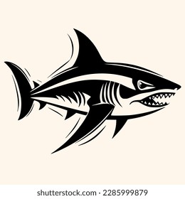 Shark vector for logo or icon, drawing Elegant minimalist style,abstract style Illustration