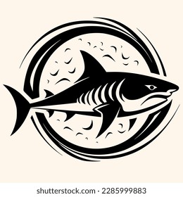 Vector de tiburón para logotipo o icono, dibujo Elegante estilo minimalista,estilo abstracto Ilustración