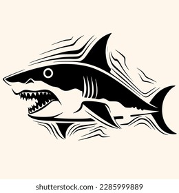 Vector de tiburón para logotipo o icono, dibujo Elegante estilo minimalista,estilo abstracto Ilustración