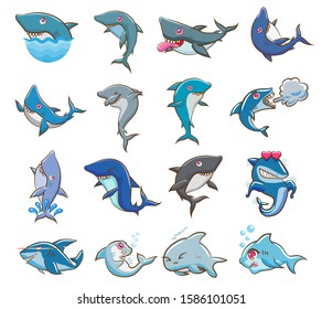 shark vector set collection graphic clipart design