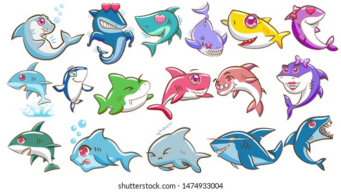 Shark vector set graphic clipart design