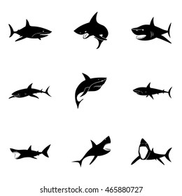 Shark vector set. Simple shark shape illustration, editable elements, can be used in logo design