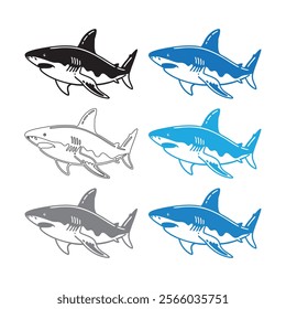 Shark vector silhouette flat illustration isolated on white background