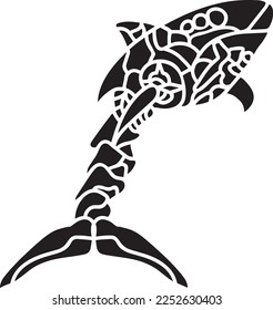 Shark Vector Stencil, Black and White
