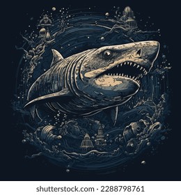 Shark vector in the style of dark gray