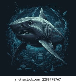 Shark vector in the style of dark gray