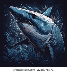 Shark vector in the style of dark gray