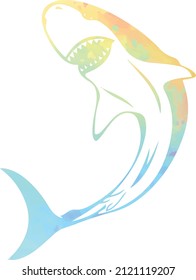 shark vectors drawn with watercolors