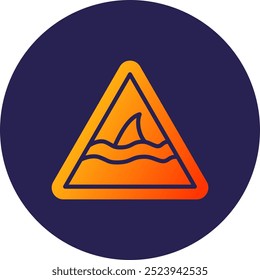 Shark Warning Glyph Circle Gradient Icon