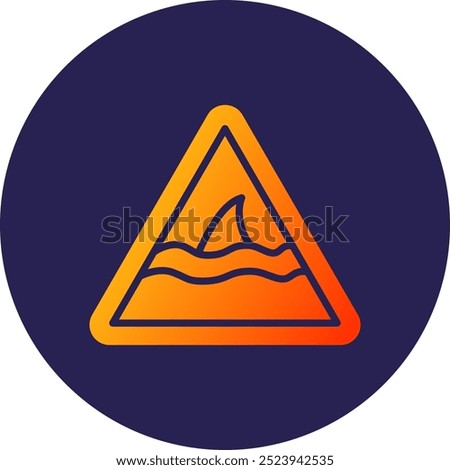 Shark Warning Glyph Circle Gradient Icon