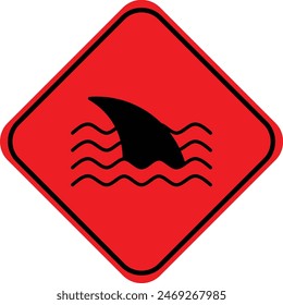 shark warning sign, shark icon