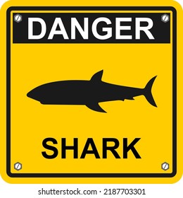 shark warning sign and label vector