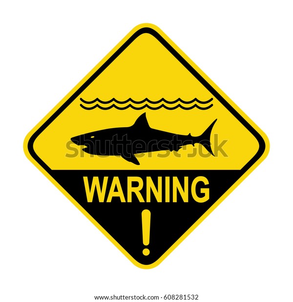 Shark Warning Sign Symbol Stock Vector (Royalty Free) 608281532