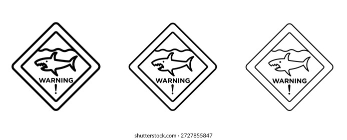 Shark warning sign vector Logo Design Template. Editable Stroke graphics.