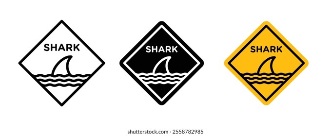 Shark warning sign vector set