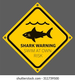 Shark Warning Sign Yellow