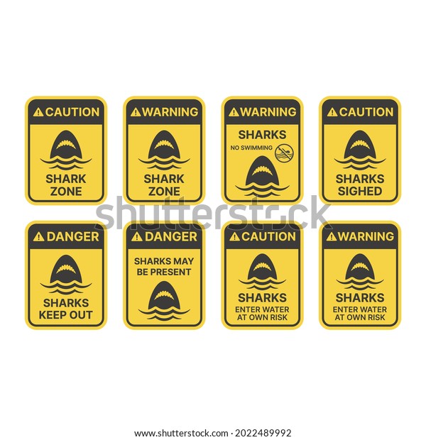 Shark Warning Sign Yellow Rectangle Sharks Stock Vector (Royalty Free ...