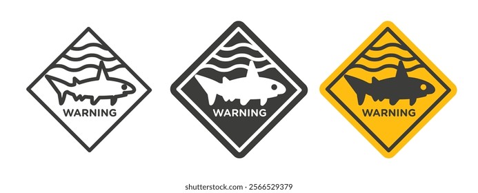 Shark warning signs collection for website design, app, UI design.