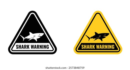 Shark warning signs vector set