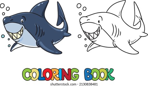 Shark in water coloring book. Kids vector