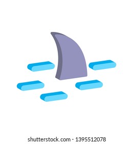 Shark in the water icon.Isometric and 3D view.