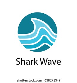 Shark Wave in Circle Shape Logo Symbol