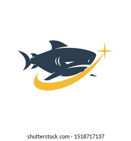Shark Way Success logo design vector isolated illustration