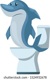 Shark at wc, illustration, vector on white background.