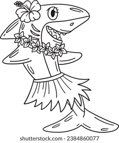 Shark Wearing Flowers and a Hula Skirt Isolated 