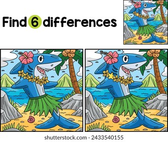 Shark Wearing Flowers Skirt Find The Differences