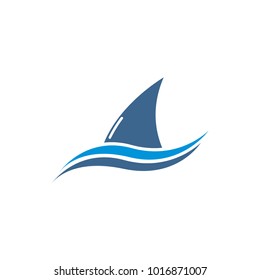 Shark, Whale, Dolphin Fin and wave Logo Template