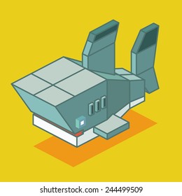 shark wireframe. 3d pixelate isometric vector