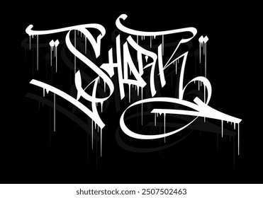 SHARK word graffiti tag style