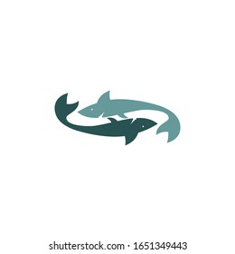 shark yin yang blue vector logo