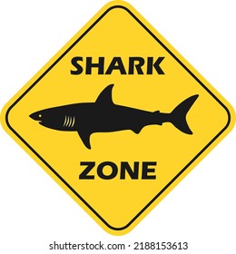 Shark Zone Warning. Sharks Sighted Danger Symbol Board. Marine Caution Sign. Do Not Swim. Predator Attack.