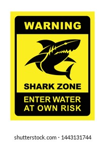 Shark zone warning - shark silhouette vector sign