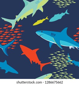 shark,Graphical set of sharks,pattern with abstract shark symbols, design elements. Can be used for invitations, greeting cards, scrapbooking, print, gift wrap, manufacturing