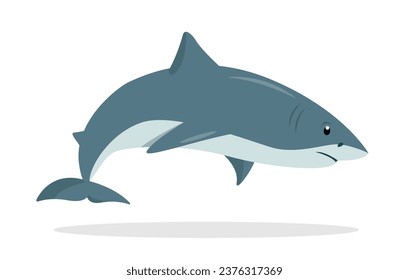 Icono animal de tiburones. Tiburón marino, mascota de pescado toothy, carácter de fauna marina. Animal acuático oceánico. Ilustración del vector natural o de dibujos animados aislados en fondo blanco.