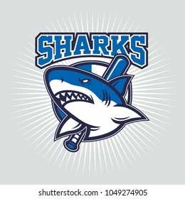 Sharks Badge Logo Template Stock Vector (Royalty Free) 1049274905 ...