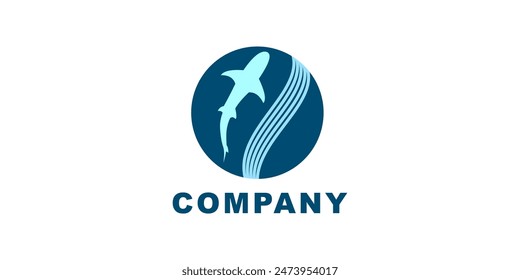 Tiburones y corrientes Logo Design