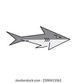 Sharks in doodle style. Hand drawn vector art.