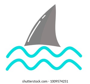 Shark's fin with blue waves 