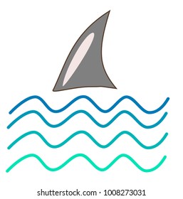 Shark's fin with coloured waves
