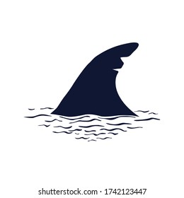 Shark's fin with waves isolated on white. Vector illustration.