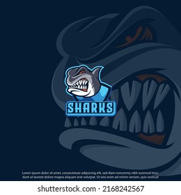 Sharks head sshield mascot best logo design good use for symbol identity emblem badge and more