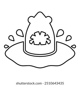 Shark's head in the water with splash contour outline line icon black color vector illustration image thin flat style