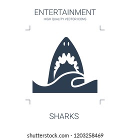 sharks icon. high quality filled sharks icon on white background. from entertainment collection flat trendy vector sharks symbol. use for web and mobile