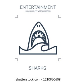 sharks icon. high quality line sharks icon on white background. from entertainment collection flat trendy vector sharks symbol. use for web and mobile