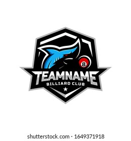 sharks logo for the Billiard team logo. vector illustration.